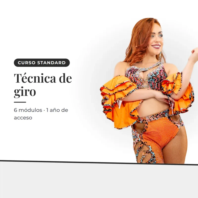 Técnica de giro — 6 módulos · 1 año de acceso. Irene Palomares, academia de salsa.