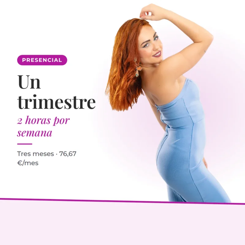 Un trimestre — 2 horas por semana — Tres meses · 76,67 €/mes. Irene Palomares, academia de salsa.
